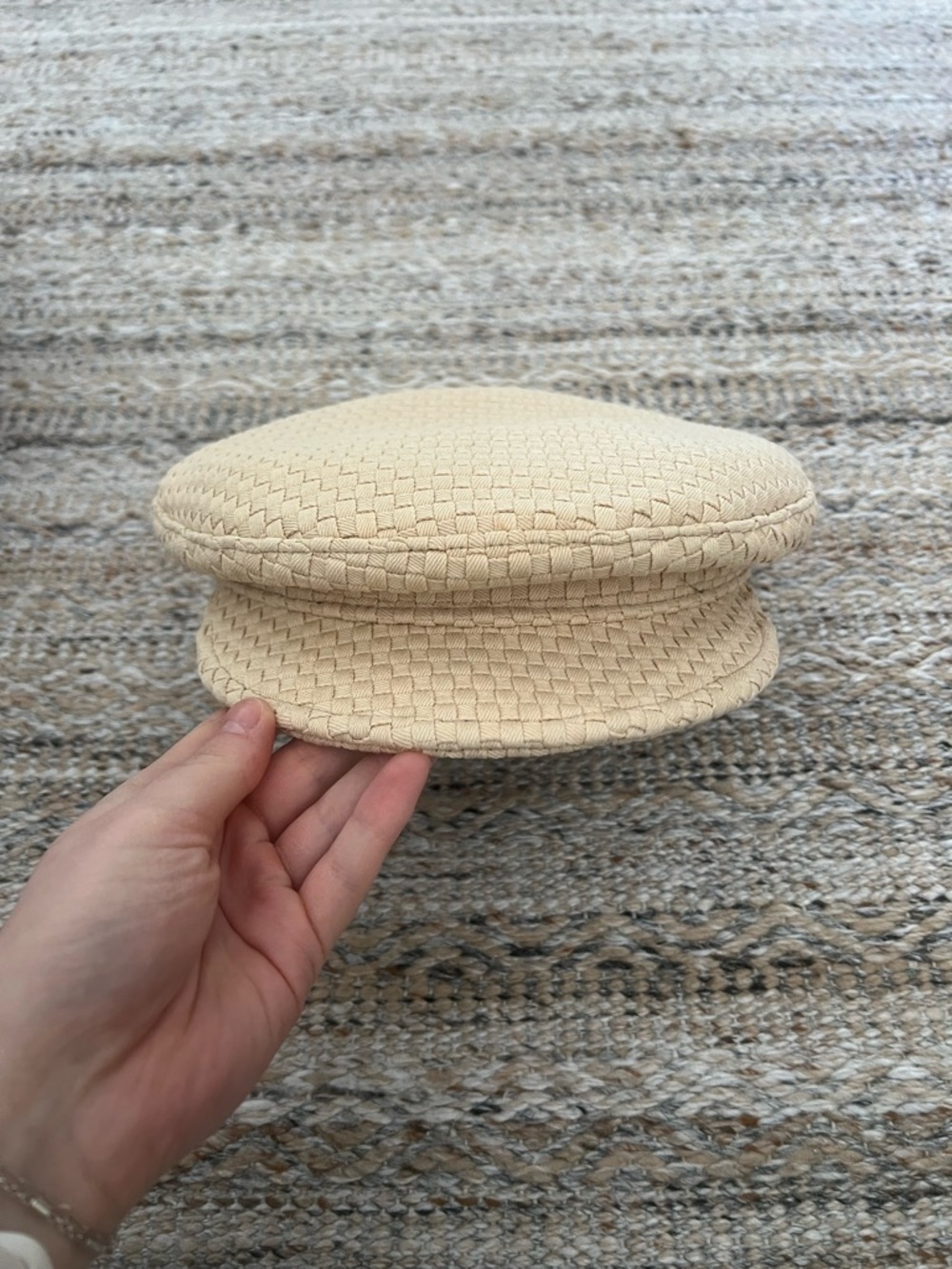 Lack Of Color Cream Woven Baker Boy Cap